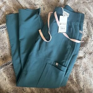 FIGS High Waisted Yola Skinny Scrub Pants Blue Teal Pink  X Small Petite